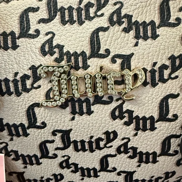 Juicy Couture Y2K Monogram Shoulder Bag Sandstone NWT Charm Gold - Picture 9 of 9